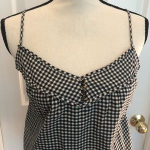 J. CREW GINGHAM NAVY TANK TOP WITH POCKETS